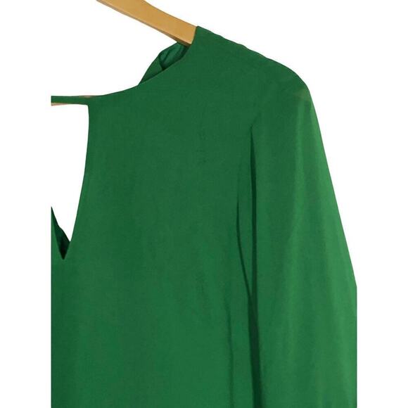 Vince Camuto Dress Chiffon Pleated Sleeve Float Shift Mini Emerald Green Size 2 - Picture 5 of 12